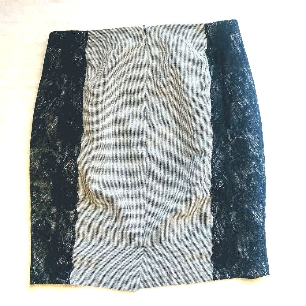 Laundry Houndstooth Lace Side Pencil Skirt Womens 8